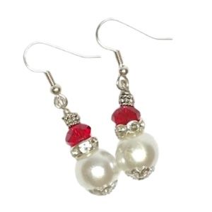 Apostle Creations lovely Swarovski Red Crystals  and Pearl Earrings